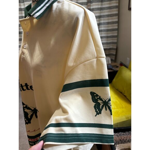 Men's Cream Color Butterfly Polo Shirt by Manfinity Size XXL NWT - Picture 3 of 5